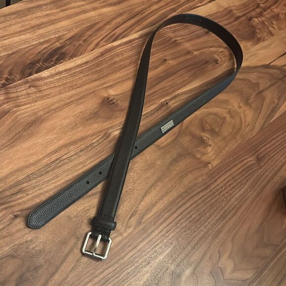 Ralph Lauren Black Pebble Leather Belt with Silver Buckle - XL display picture 2